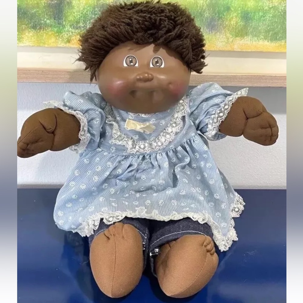 Cabbage Patch Kids CPK Girl Doll African American Brown Hair Eyes Vintage 80s